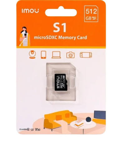 IMOU Memoria MicroSD 512GB Clase 10 para Cámara de Seguridad 24/7