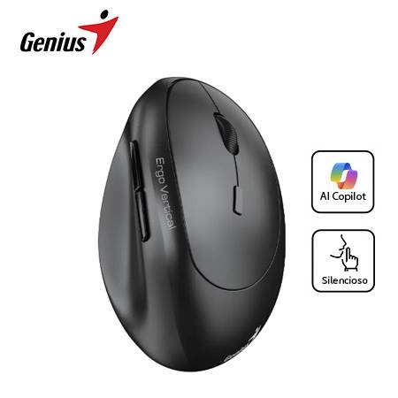 MOUSE GENIUS ERGO 8350S AI COPILOT DUAL WIRELESS/BT VERTICAL 6-BOT SILENT WHITE GREY (31030041401)