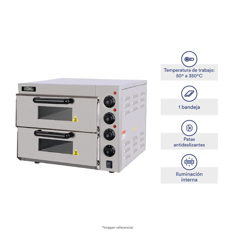 Horno Industrial Pizzero Electrico 2 Compartimiento Ilumi