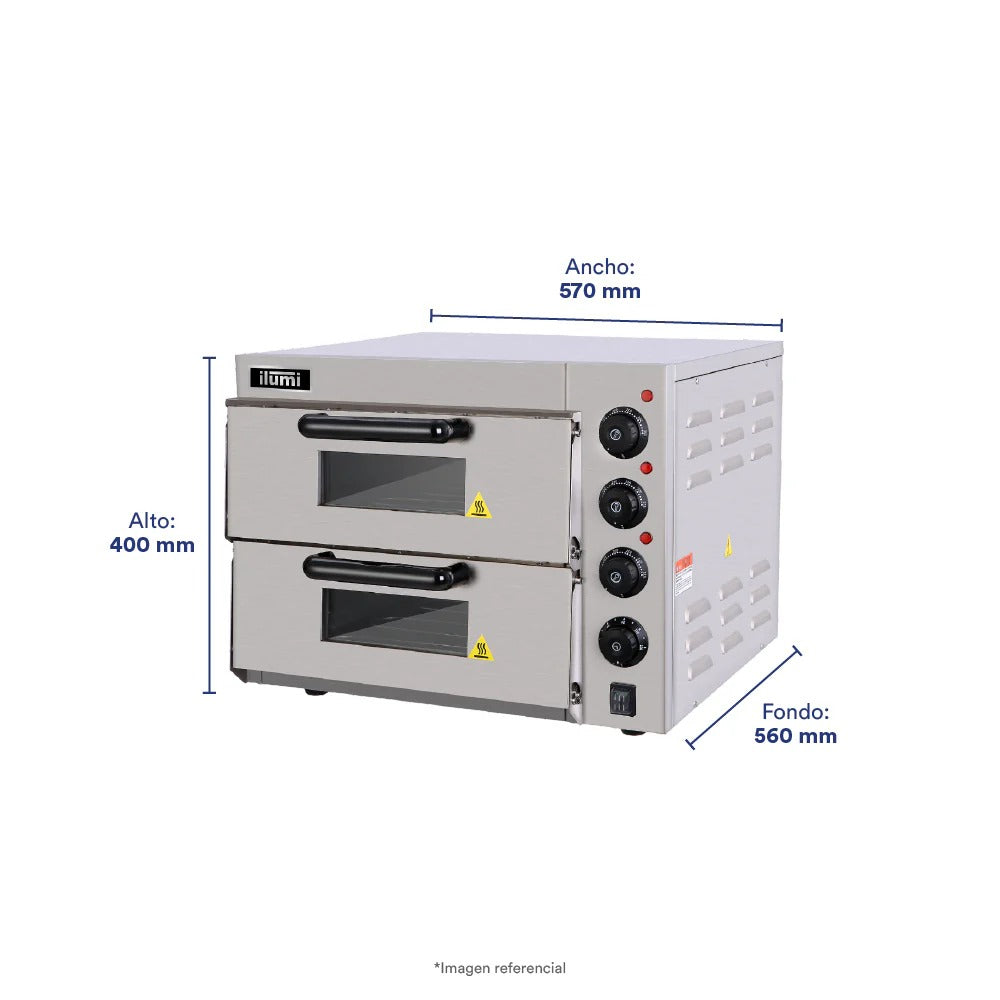Horno Industrial Pizzero Electrico 2 Compartimiento Ilumi
