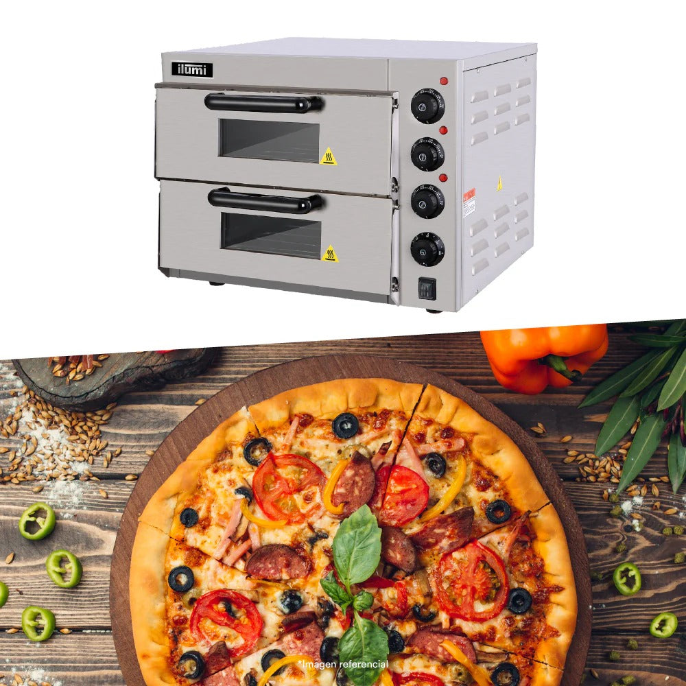 Horno Industrial Pizzero Electrico 2 Compartimiento Ilumi