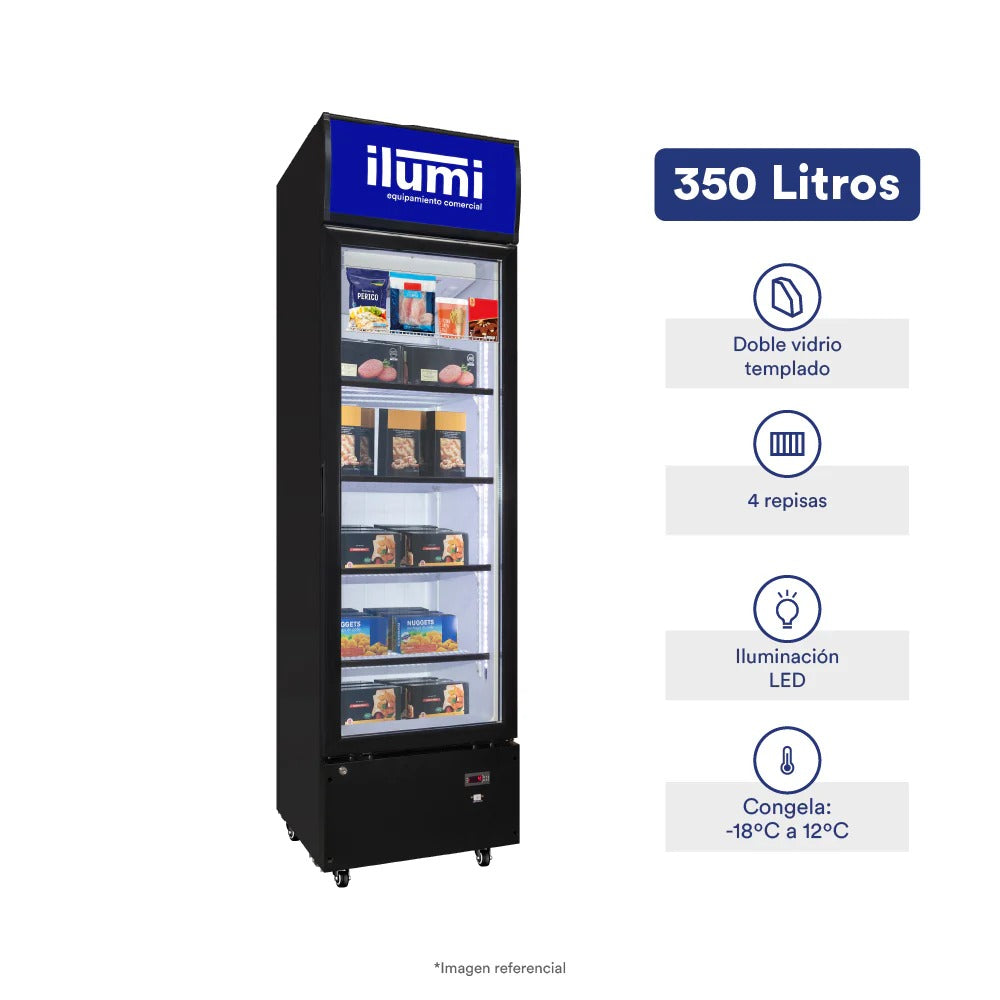 Congelador exhibidor de 350 litros Ilumi
