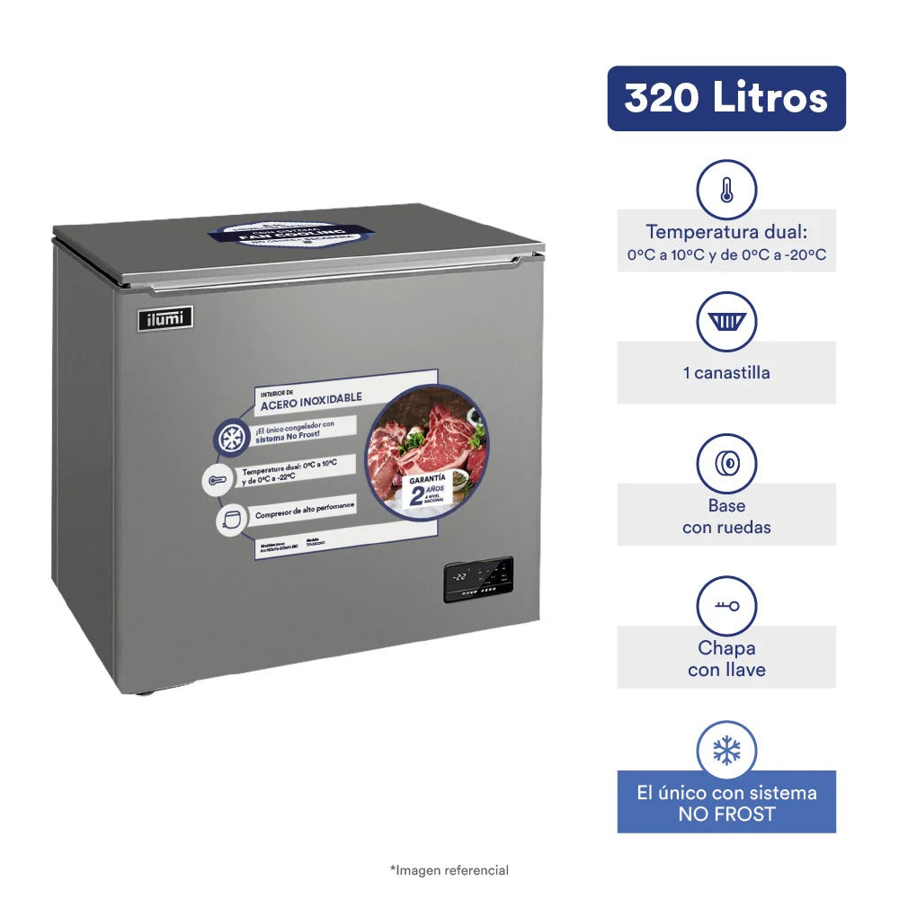 Congelador Fan Cooling con tina de Acero Inoxidable de 320 litros