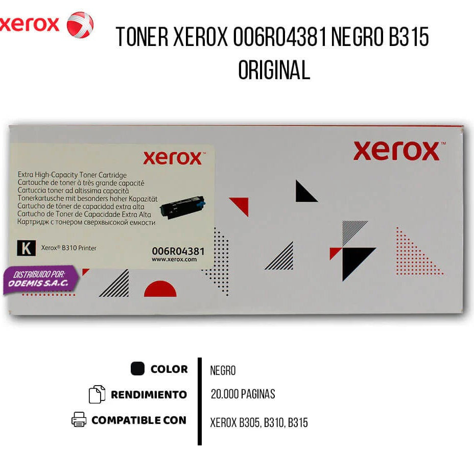 TONER XEROX 006R04381 PARA B310/B315 20,000 PÁGS