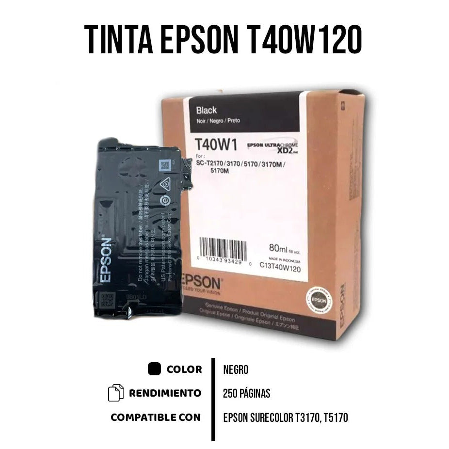 TINTA EPSON T40W120 BLACK ALTA CAPACIDAD