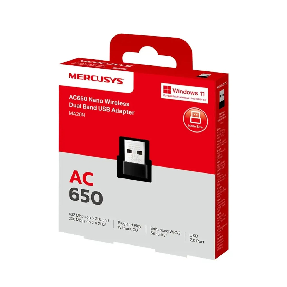 Adaptador USB MERCUSYS WiFi 4 N300 single band (2.4GHz)