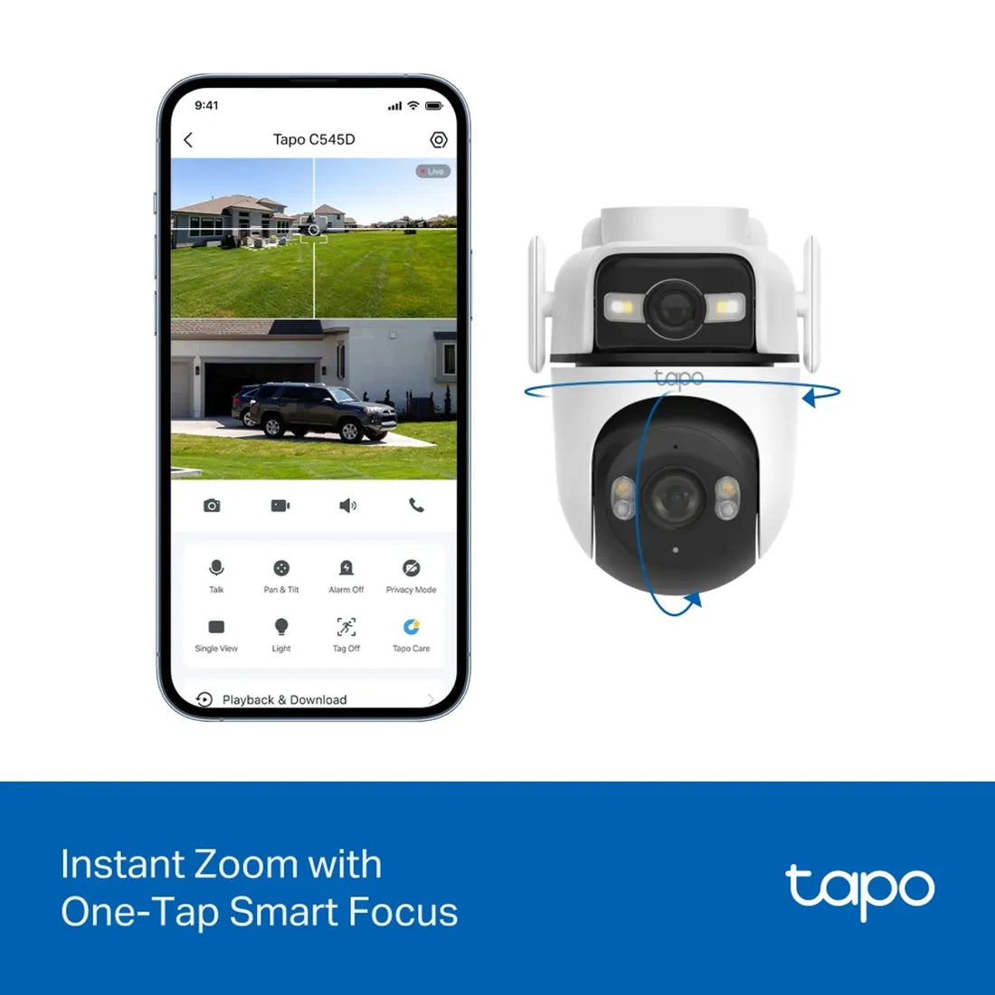 TAPO C545D CÁMARA EXTERIOR 2K DOBLE LENTE CON GIRO 360° TP-LINK