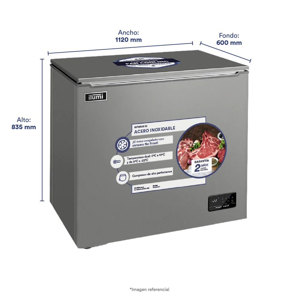 Congelador Fan Cooling con tina de Acero Inoxidable de 320 litros