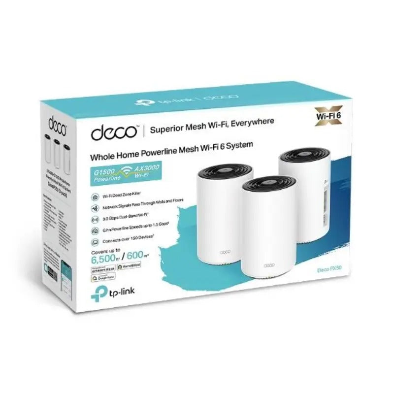 DECO PX50 (3-PACK) MESH WIFI 6 AX3000 + POWERLINE TP-LINK