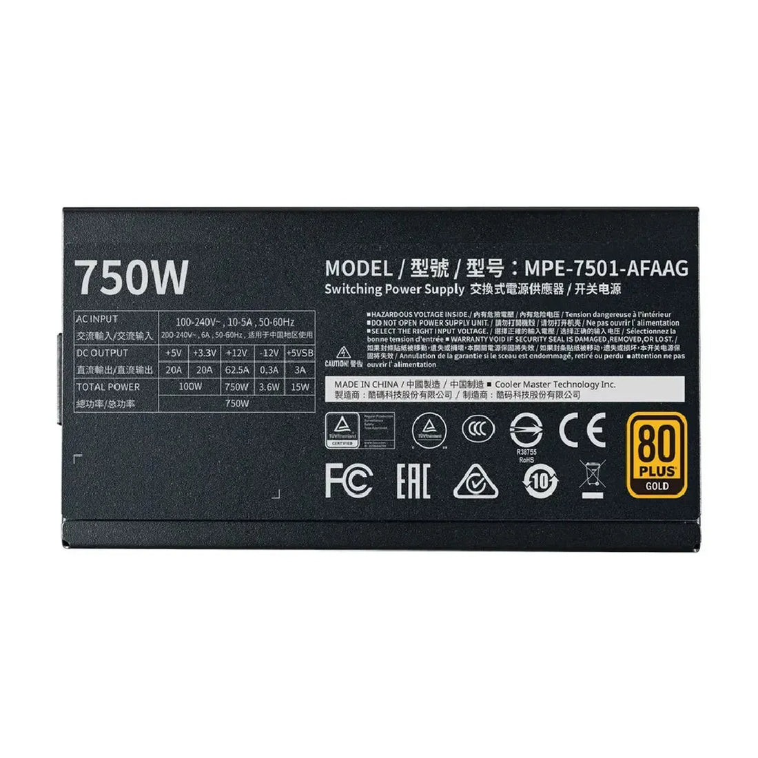 PSU COOLER MASTER MWE GOLD V2 FM 750W 12VHPWR A/US MPE-7501-AFAAG-3U2
