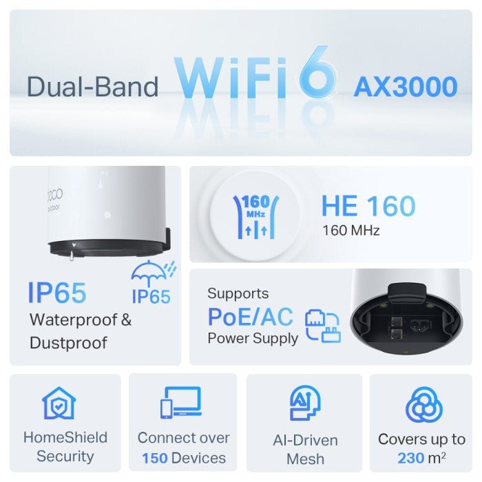 DECO X50 OUTDOOR (1-PACK) MESH WIFI 6 AX3000 IP65 TP-LINK