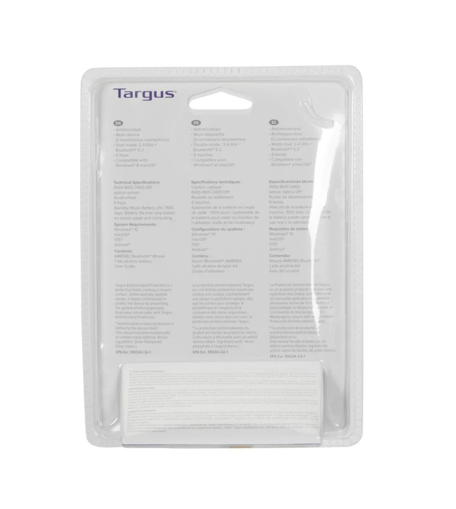 MOUSE TARGUS B582 MEDIUM ANTIMICROBIAL MULTI-DEVICE BT BLACK (AMB582GL)