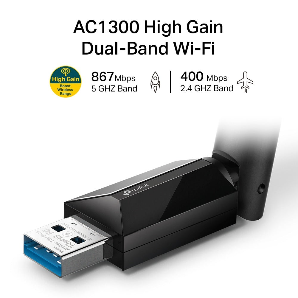 ARCHER T3U PLUS ADAPTADOR USB WIFI 5 AC1300 CON ANTENAS TP-LINK