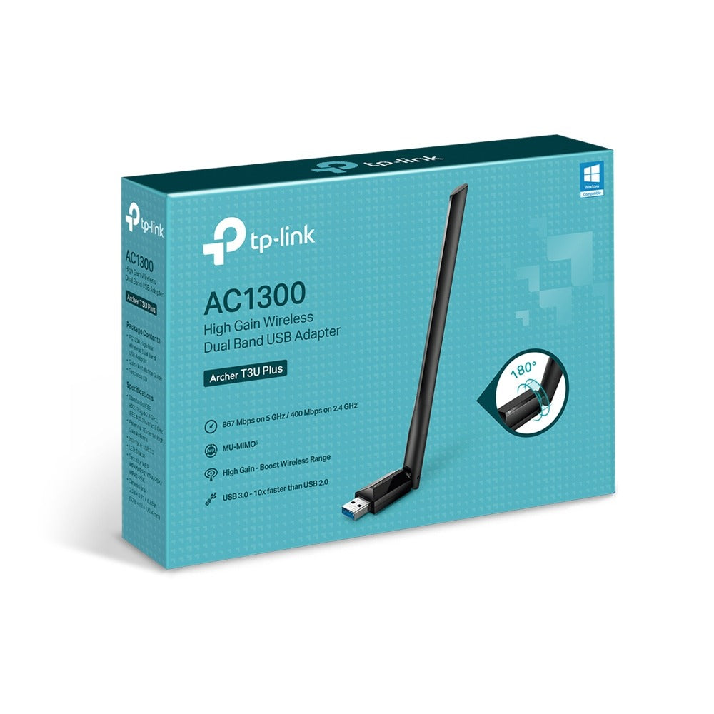 ARCHER T3U PLUS ADAPTADOR USB WIFI 5 AC1300 CON ANTENAS TP-LINK