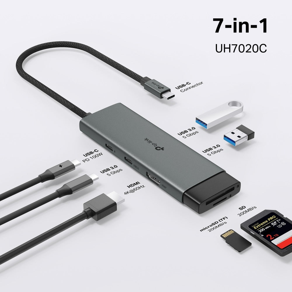 UH7020C HUB USB-C 7 EN 1 CON HDMI Y LECTOR SD TP-LINK