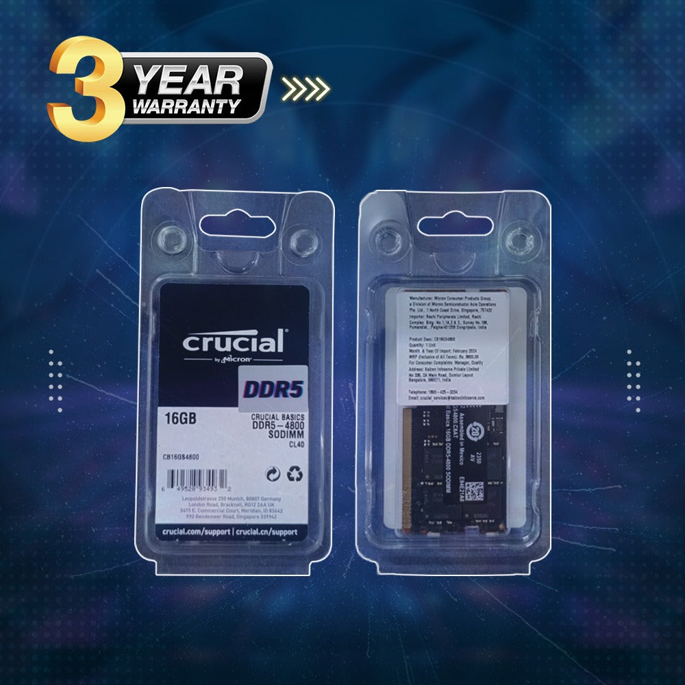DDR5 SODIMM CRUCIAL BASICS 16GB 4800MHZ CB16GS4800