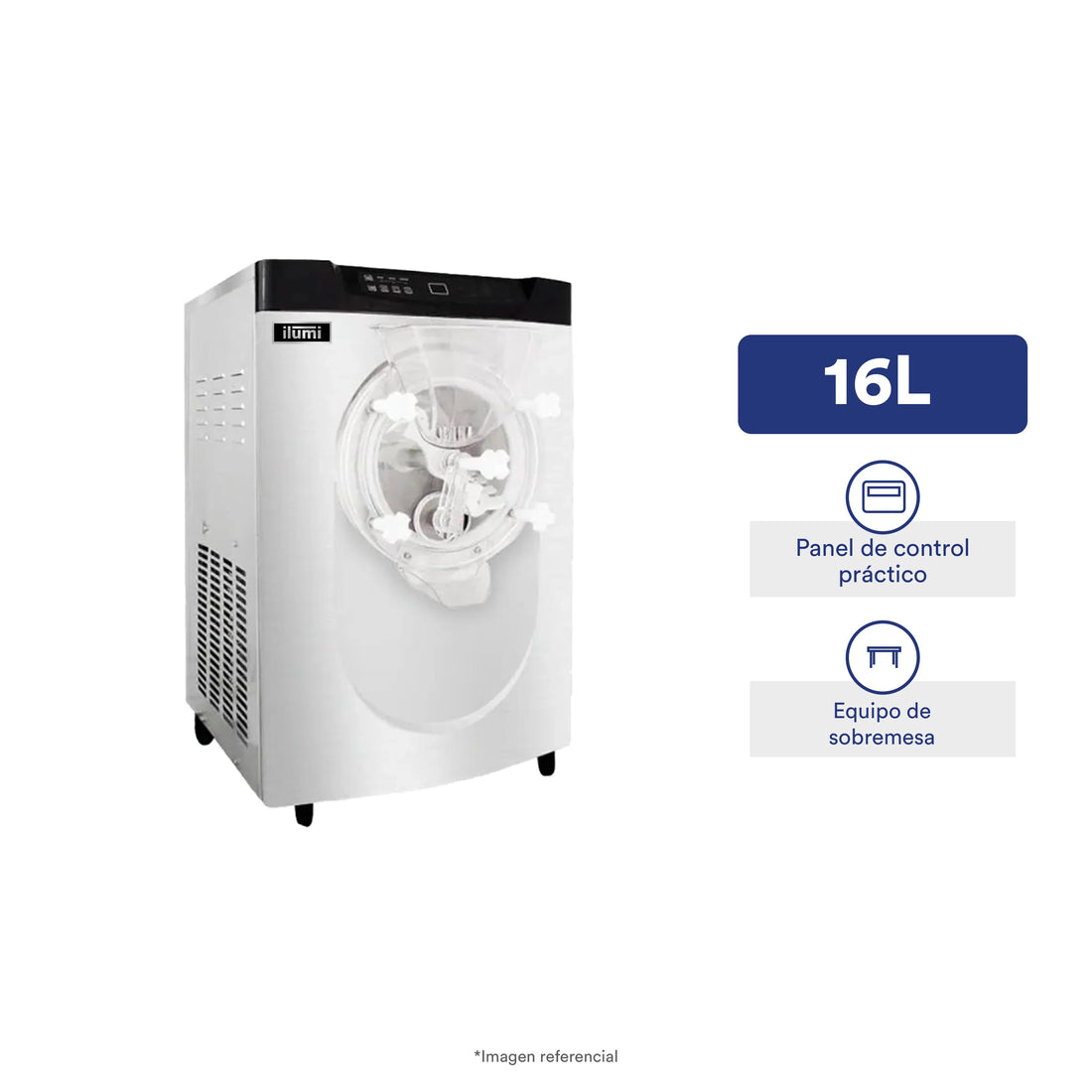 Máquina De Helado Artesanal Sobremesa De Hasta 16L Por Hora Mha-16S Ilumi