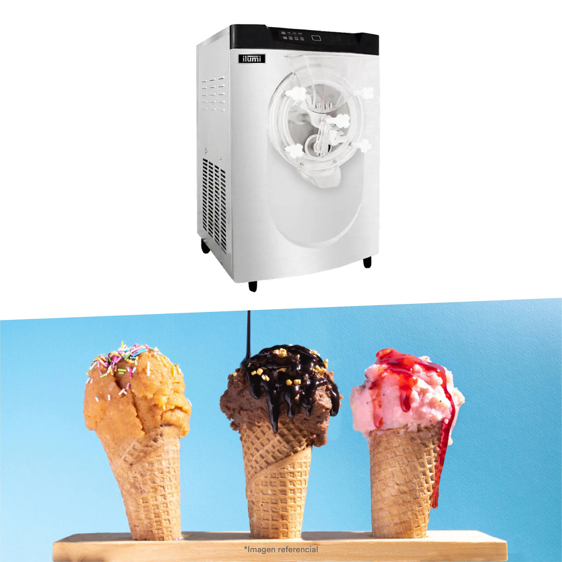 Máquina De Helado Artesanal Sobremesa De Hasta 16L Por Hora Mha-16S Ilumi