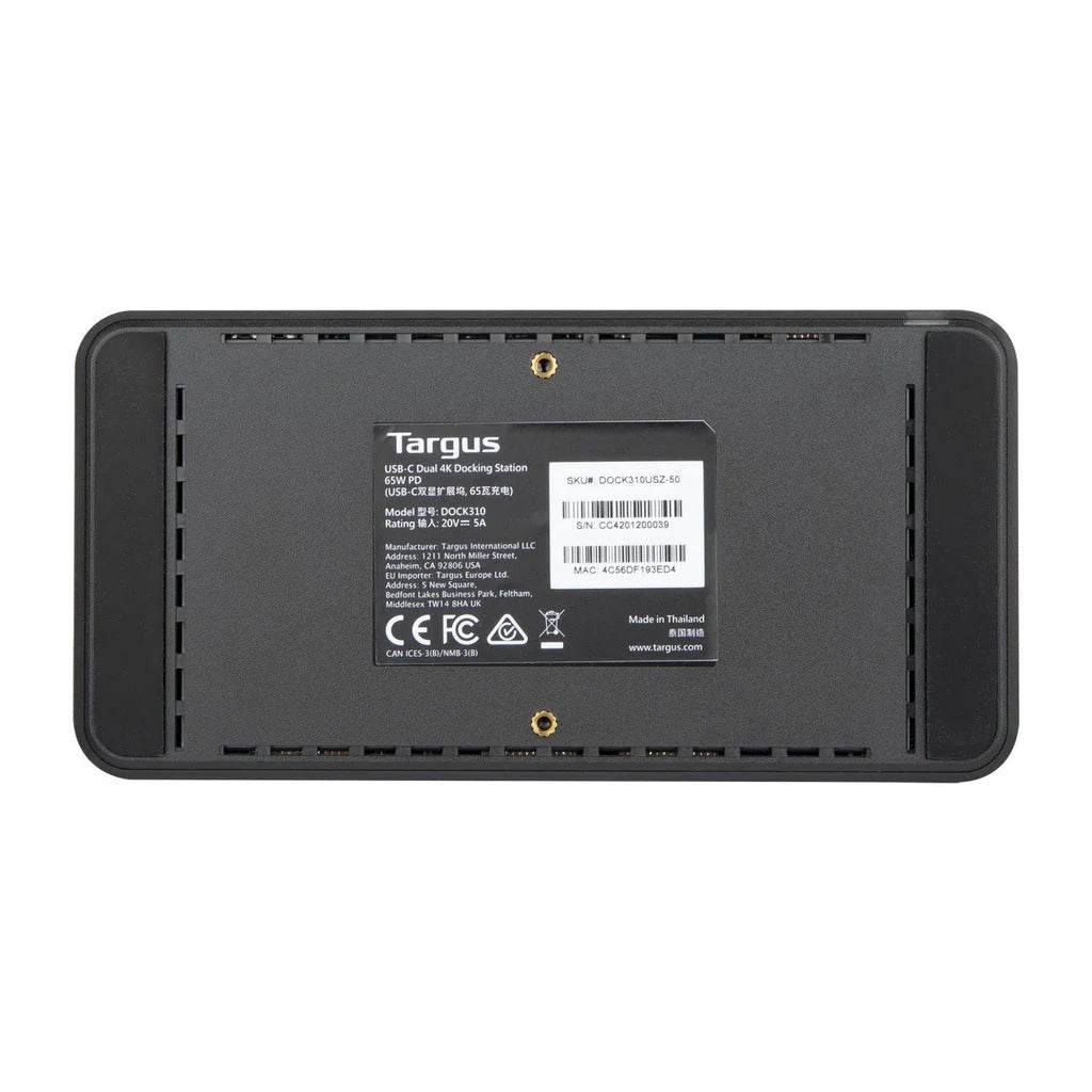 DOCKING STATION TARGUS USB-C HDMI ETHERNET 3.5MM POWER DELIVERY 65W (DOCK310USZ)