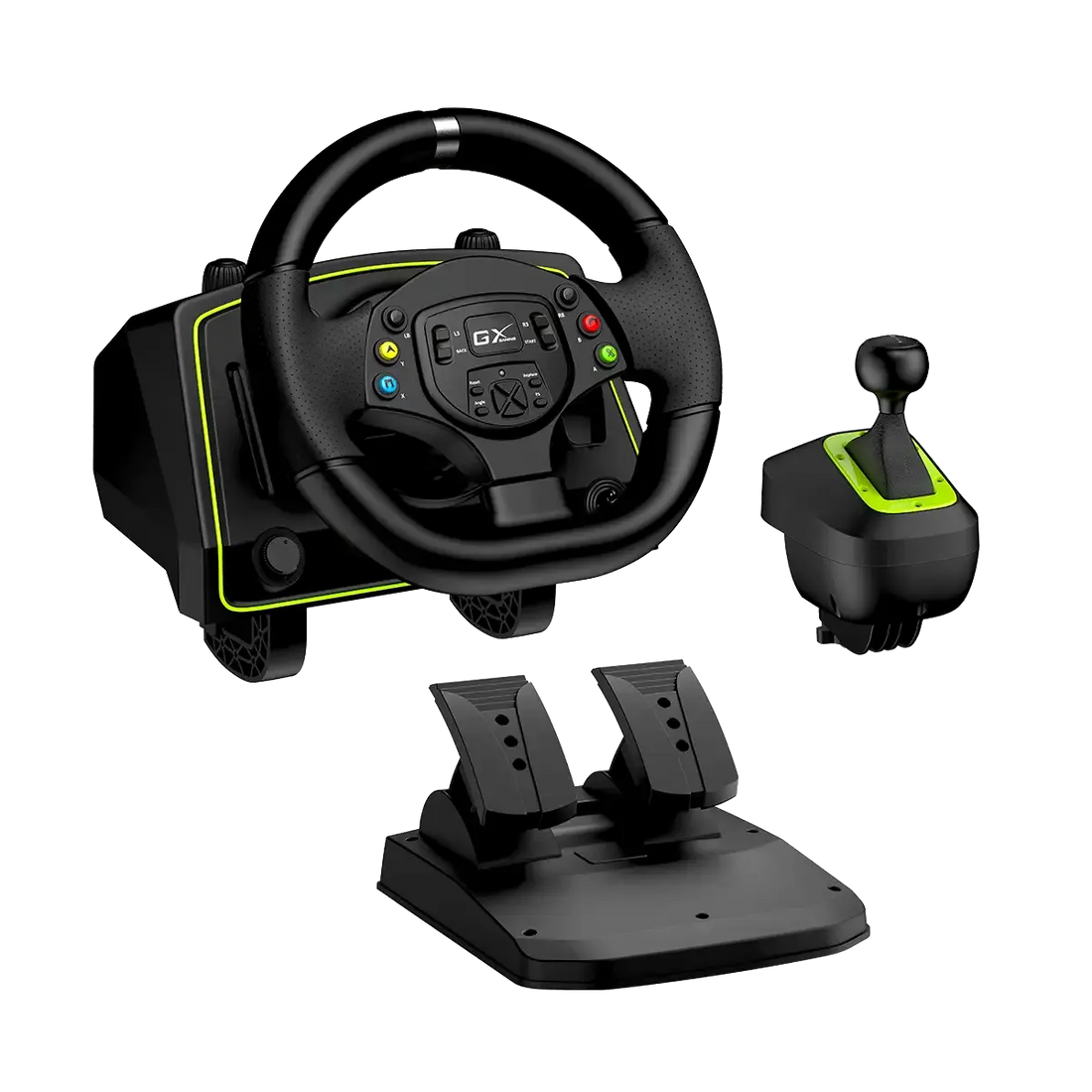 TIMON C/PEDAL + PALANCA GENIUS GX SPEED MASTER X2 DUAL MOTOR VIBRATION 1080 ROTACION PS4/PS3/PC USB BLACK (31620002400)