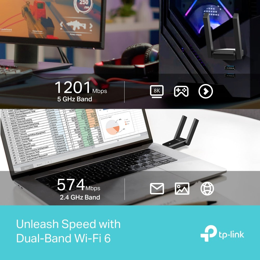 ARCHER TX30U PLUS ADAPTADOR USB WIFI 6 AX1800 CON ANTENAS TP-LINK