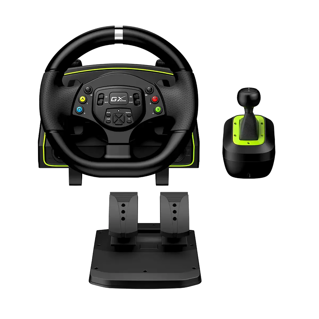 TIMON C/PEDAL + PALANCA GENIUS GX SPEED MASTER X2 DUAL MOTOR VIBRATION 1080 ROTACION PS4/PS3/PC USB BLACK (31620002400)