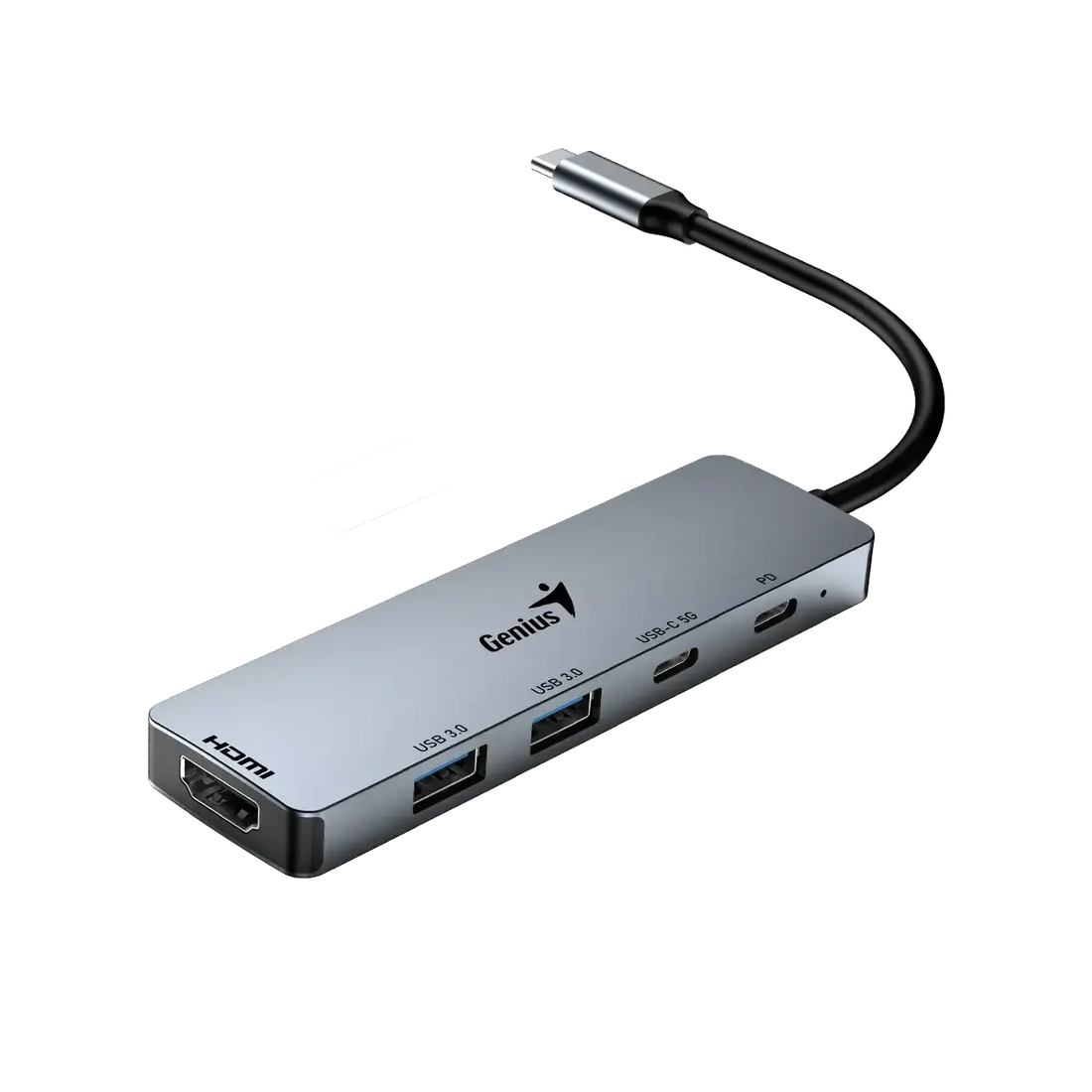 HUB USB-C GENIUS UH-500 2 USB-A 3.0 / 1 USB-C / 1 HDMI 4K POWER DELIVERY 100W SILVER (31240003400)