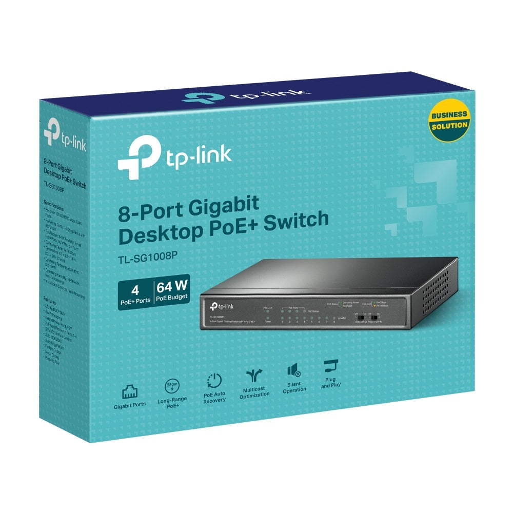 TL-SG1008P SWITCH GIGABIT 8 PUERTOS 4 POE+ TP-LINK