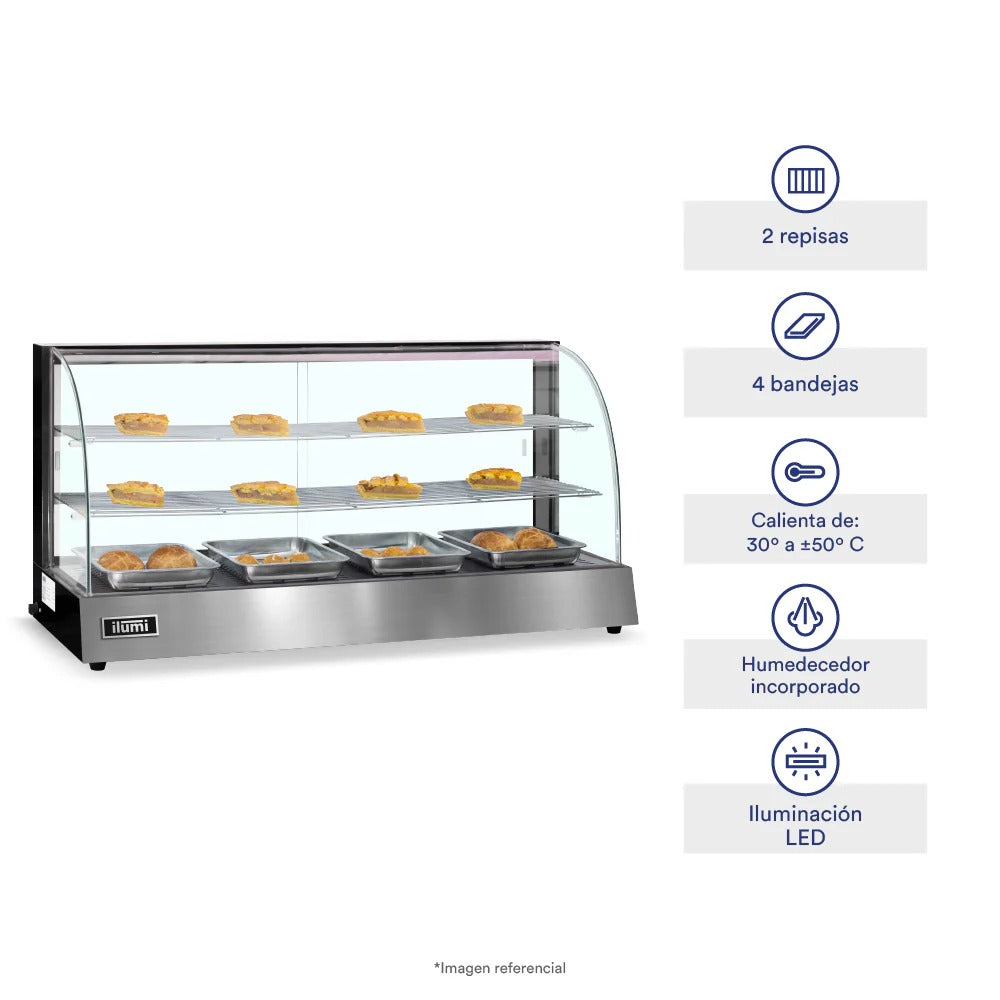 Vitrina Caliente Grande De 120Cm De 4 Bandejas Ilumi