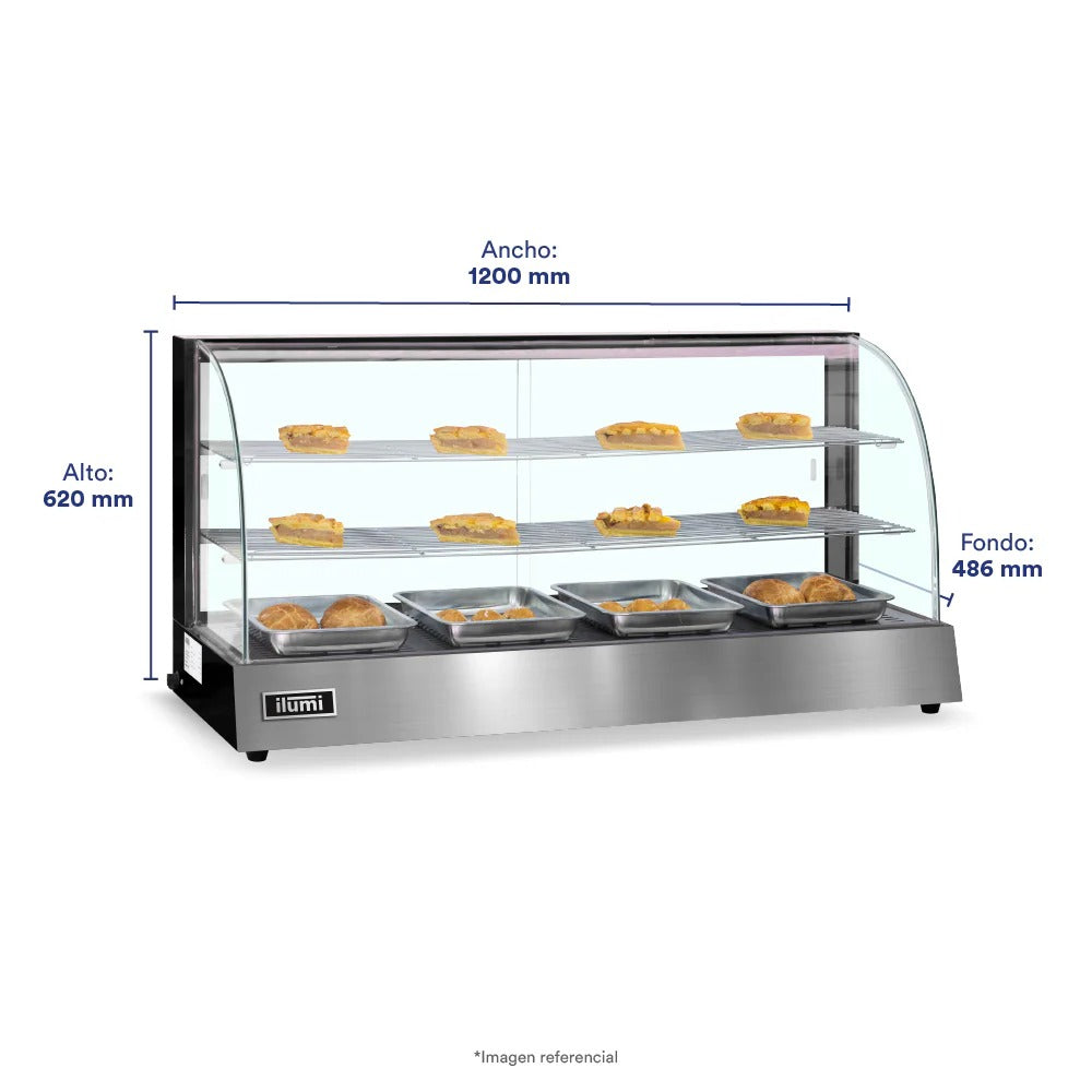Vitrina Caliente Grande De 120Cm De 4 Bandejas Ilumi