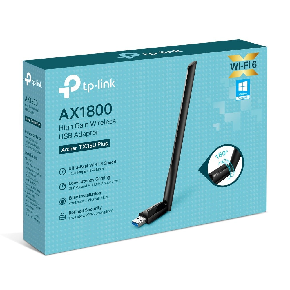 ARCHER TX35U PLUS ADAPTADOR USB WIFI 6 AX1800 ALTA GANANCIA TP-LINK