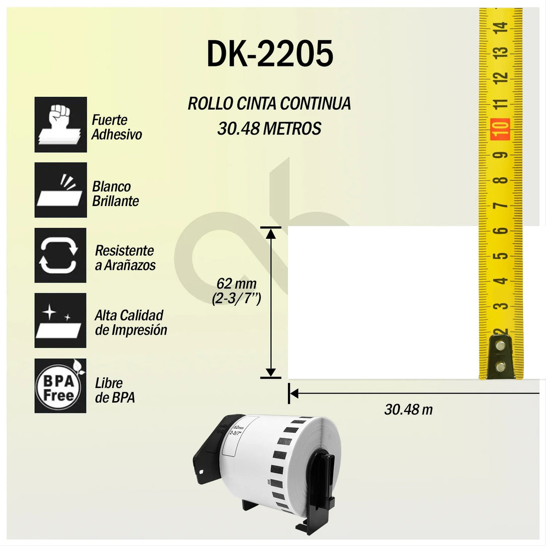 ETIQUETA AUTOADHESIVA DE PAPEL BROTHER DK2205 2-3/7"
