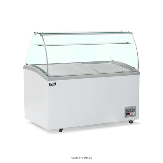 Congeladora Con Vitrina De 12 Pozas Para Helados Vidrio Alto 520 Litros Ilumi