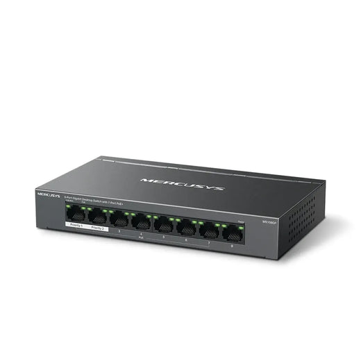 Switch MERCUSYS 8 puertos Gigabit (10/100/1000), 7 puertos PoE+ (30W c/u, 65W total)