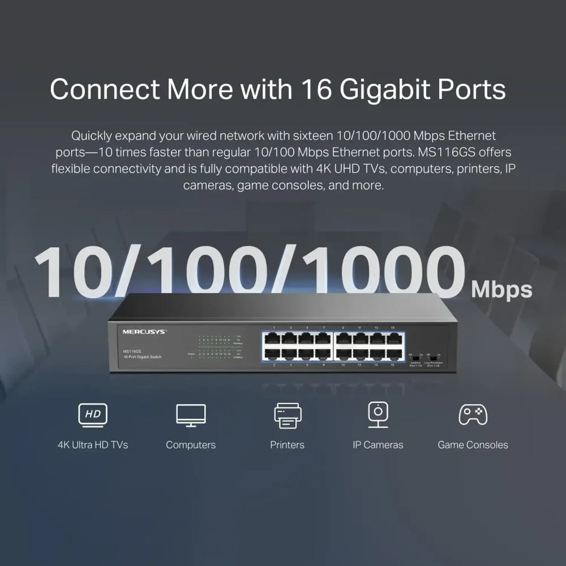 Switch MERCUSYS 16 puertos Gigabit (10/100/1000)