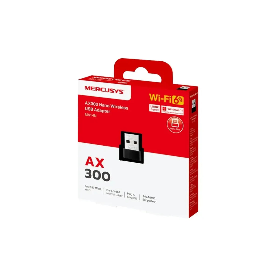 Adaptador USB MERCUSYS WiFi 6 AX300 single band (2.4GHz)