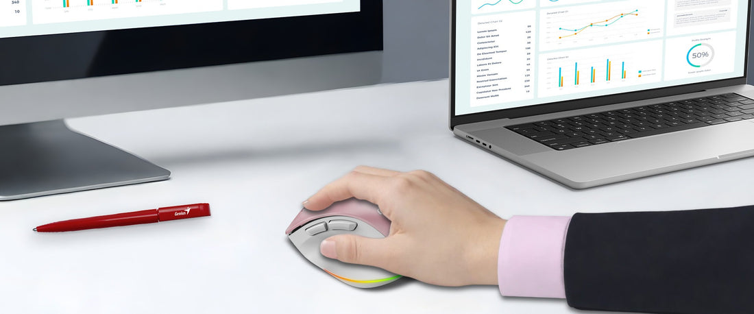 MOUSE GENIUS ERGO 9000S PRO RECARGABLE DUAL WIRELESS/BT 6-BOT SILENT RGB PINK (31030039403)