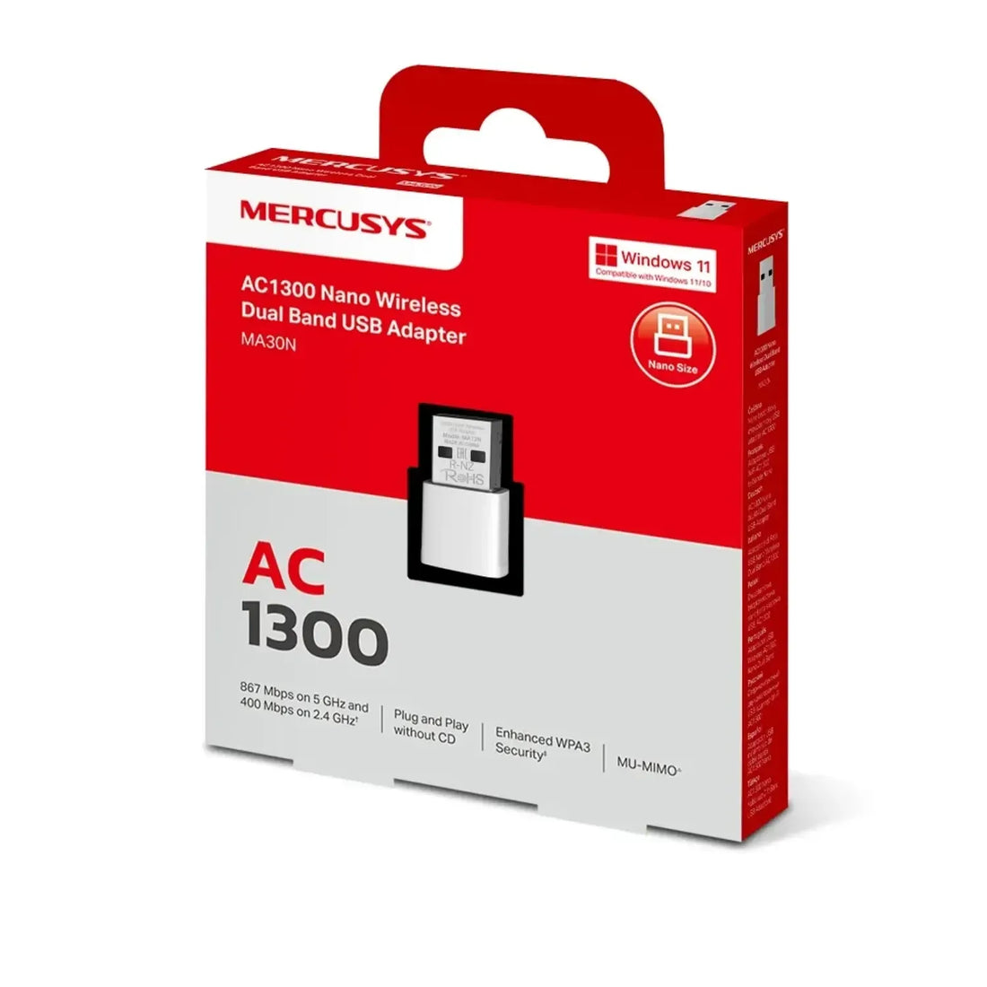 Adaptador USB MERCUSYS WiFi 5 AC1300 dual band (5GHz/2.4GHz)
