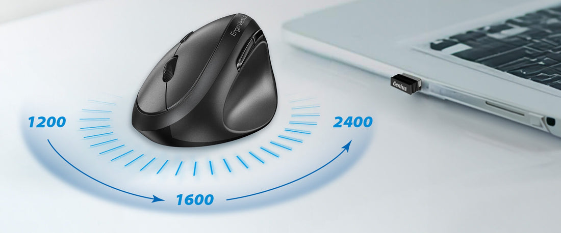 MOUSE GENIUS ERGO 8350S AI COPILOT DUAL WIRELESS/BT VERTICAL 6-BOT SILENT WHITE GREY (31030041401)