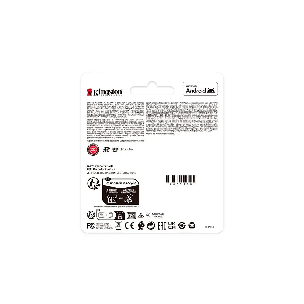 MEMORIA SDHC 512GB 100MB/S C10 KINGSTON (SDS2/512GB)