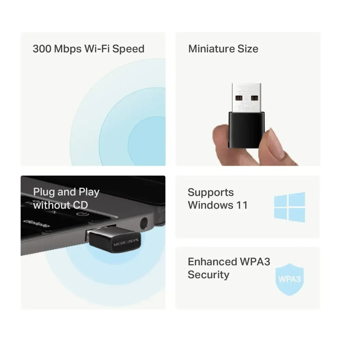 MERCUSYS Adaptador USB WiFi N300