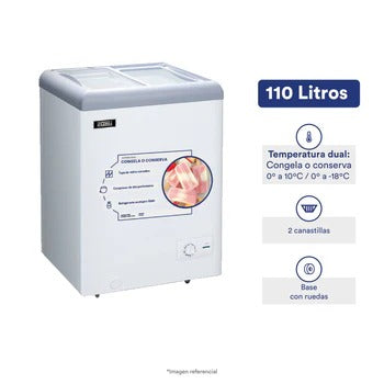 Congeladora Vidrio Corredizo 100 Litros Ilumi