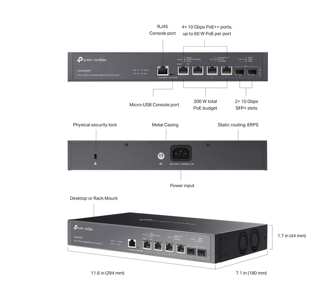 SX3206HPP SWITCH L2+ 10G POE++ ALTO RENDIMIENTO TP-LINK