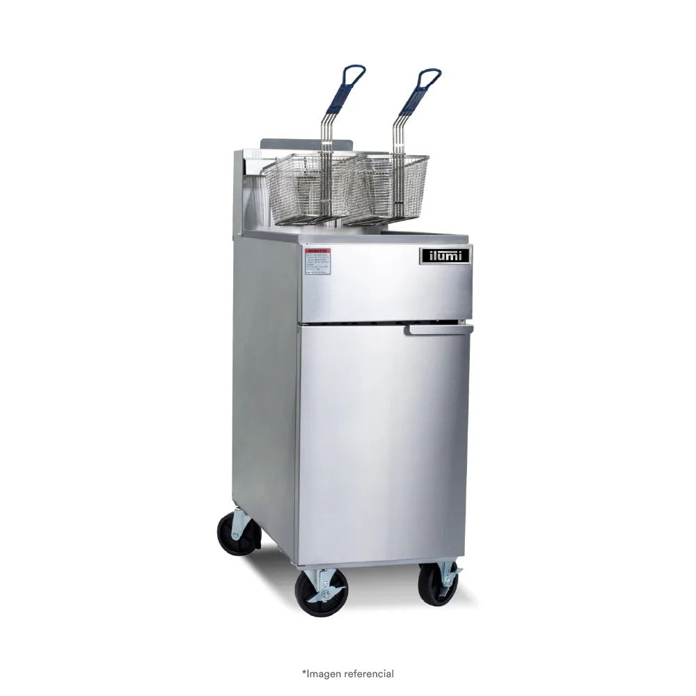 Freidora Industrial A Gas De 26.6 Lts Con 4 Quemadores Inoxidable Ilumi