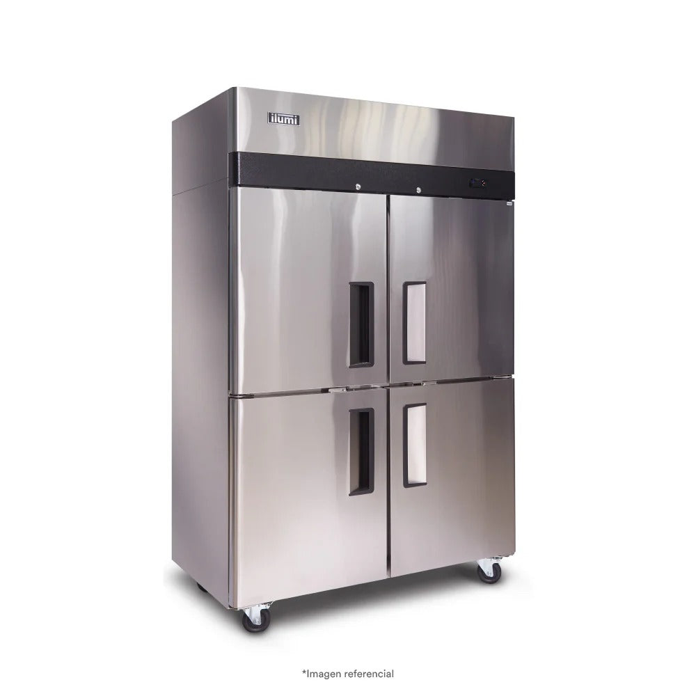 Congeladora Vertical Inox 4 Puertas Sólidas 1000L Fancooling Mixta Ilumi