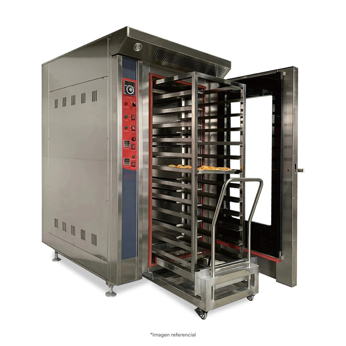 Horno Convector A Gas De 12 Bandejas + Carro Trolley Bandejero Ilumi