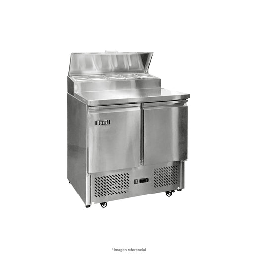Mesa Refrigerada De Dos Puertas Con Ensaladera Ilumi