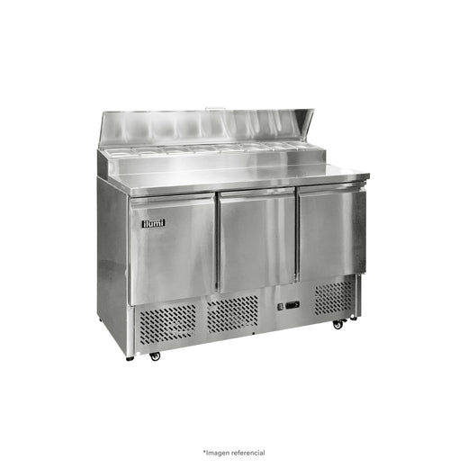 Mesa Refrigerada De Tres Puertas Con Ensaladera Ilumi