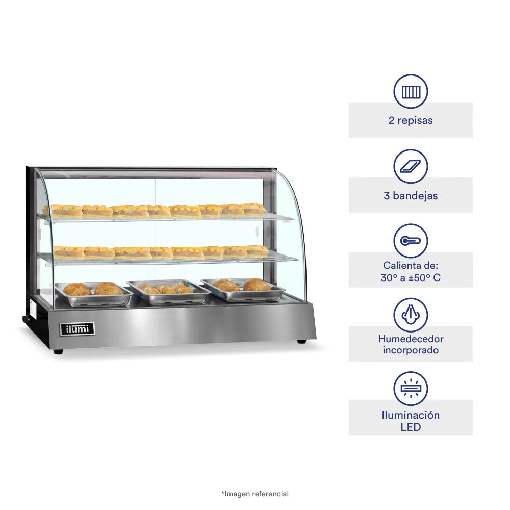 Vitrina Caliente Mediana De 96Cm De 3 Bandejas Ilumi
