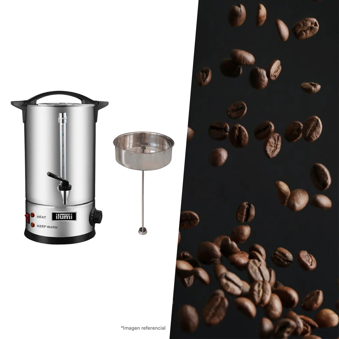 Cafetera Industrial Eléctrica 16Lts Eventos Ilumi Inoxidable